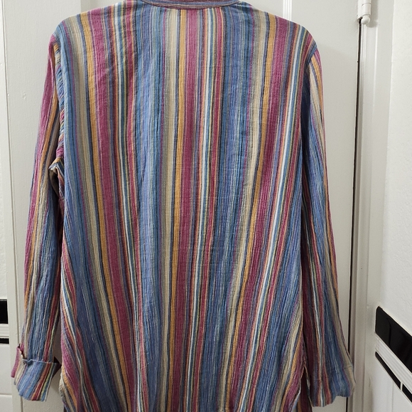 Colorful Striped SOFT SURROUNDINGS Tunic with Embroidered Details - Picture 2 of 5